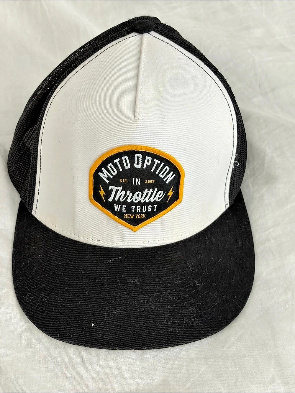 The Classics Moto Option Throttle Trucker Hat Black & White